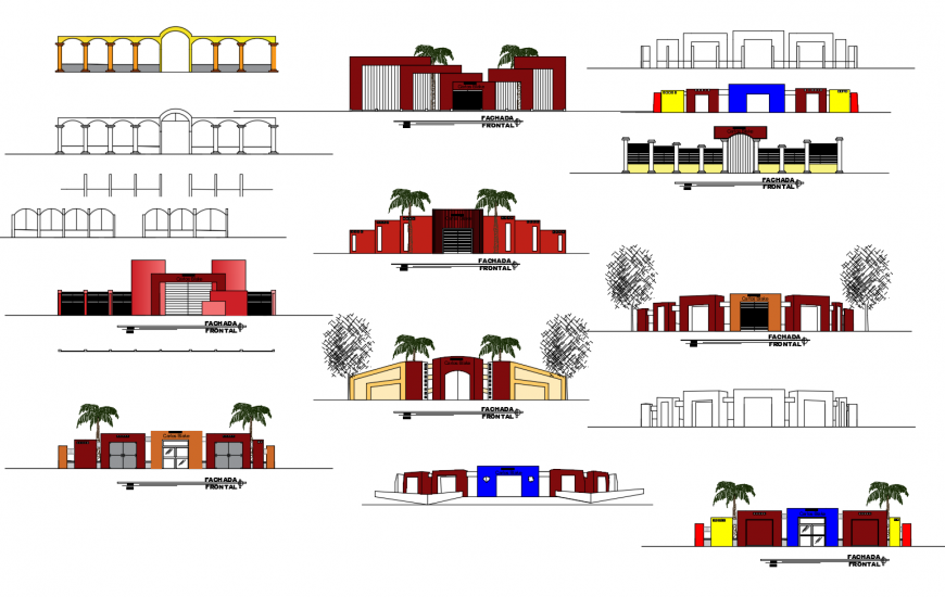 Hotel different elevation in auto cad file