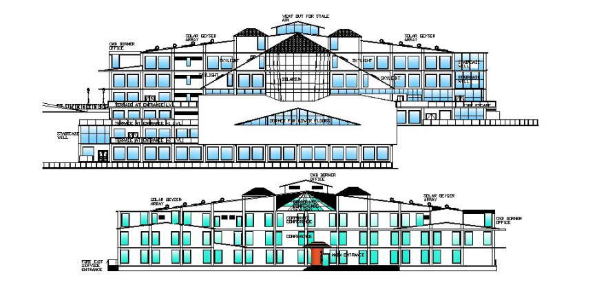 Hotel different elevation in AutoCAD file