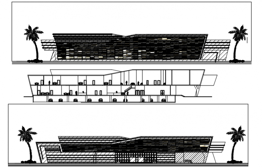 Hotel elevation with tree view in AutoCAD file