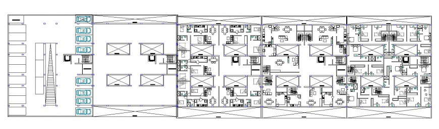 Hotel ground floor layout plan in dwg AutoCAD file.