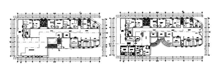 Hotel plan with its suit room in AutoCAD file