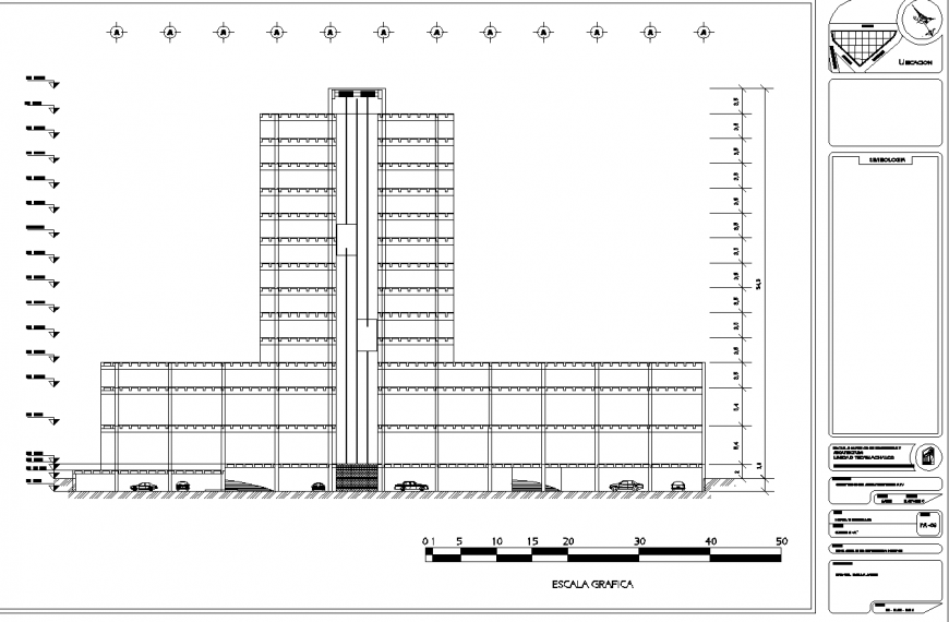 Hotel section drawing in dwg file.