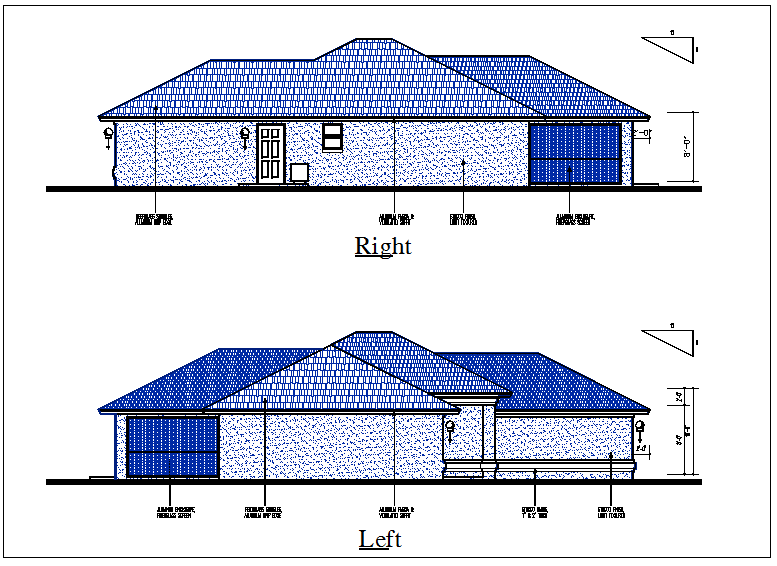 house elevation view detail dwg file