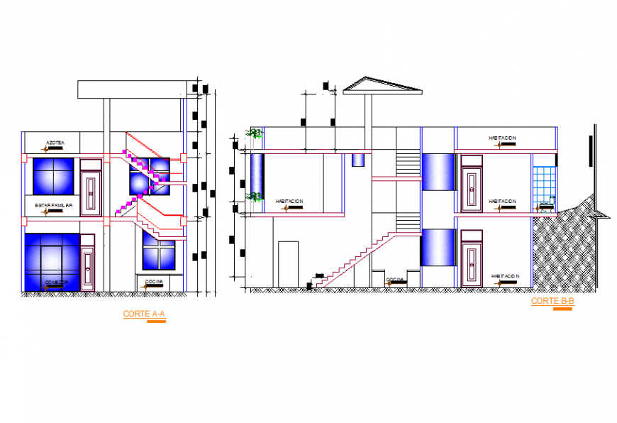 House Elevation Detail in DWG file