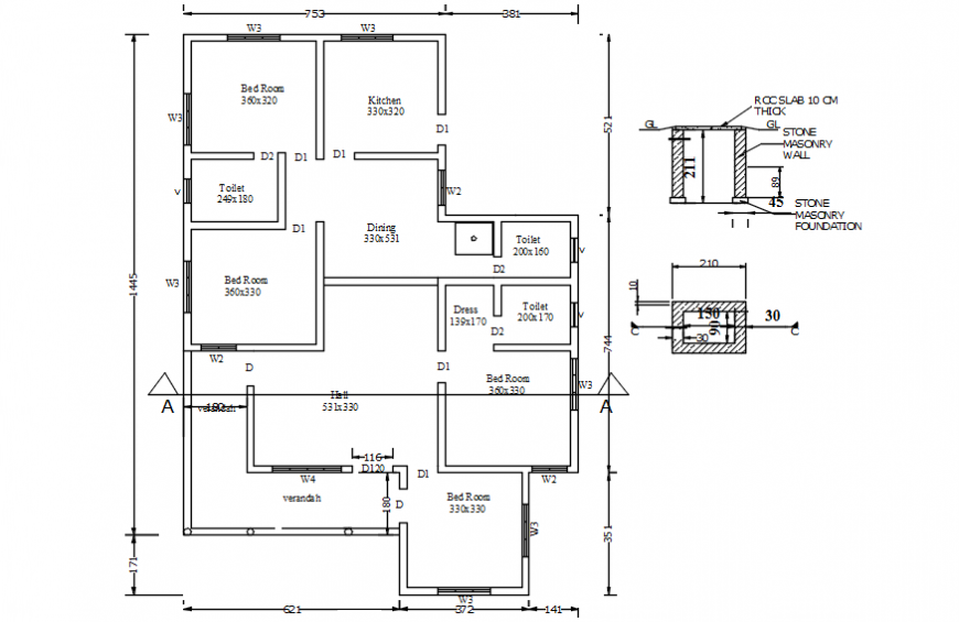 House floor plan with small section