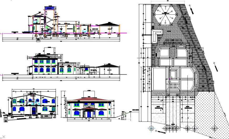 House room with pool drawing cad file