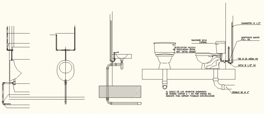 Housing Sanitary detail elevation dwg file