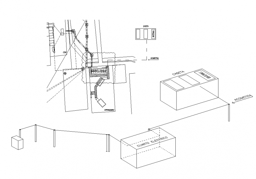 Housing structure electrical fitting detail elevation layout 2d view dwg file