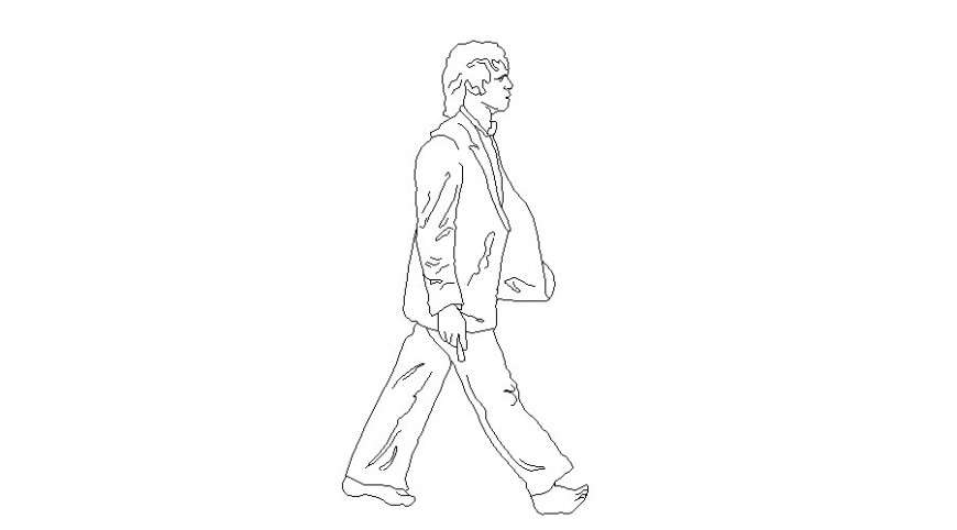 Human figure line drawing in AutoCAD file.