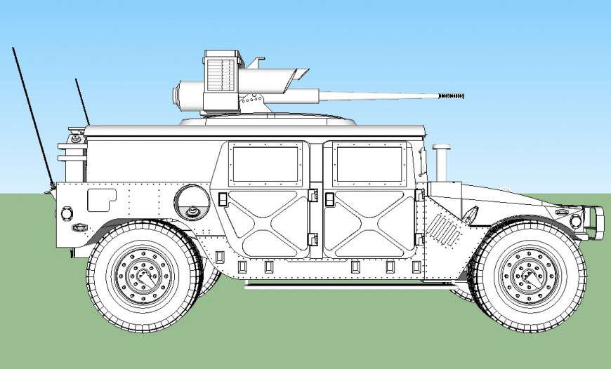 Hummer vehicle block detail layout sketch-up file