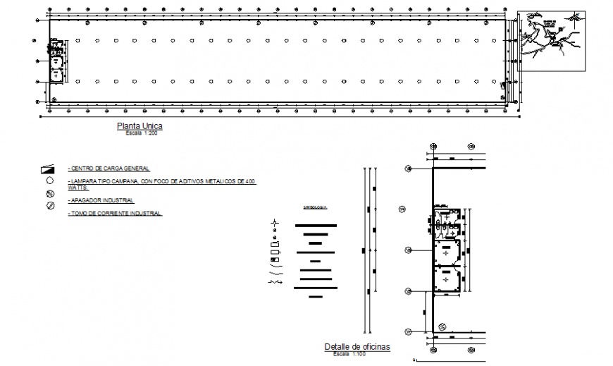 Industrial single plant electric installation details dwg file