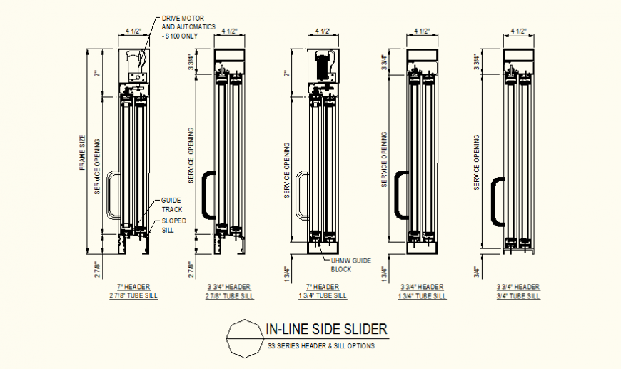 Inside slider detail plan and elevation layout file