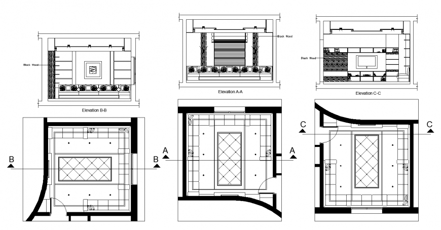 Interior drawing of drawing room in dwg file.