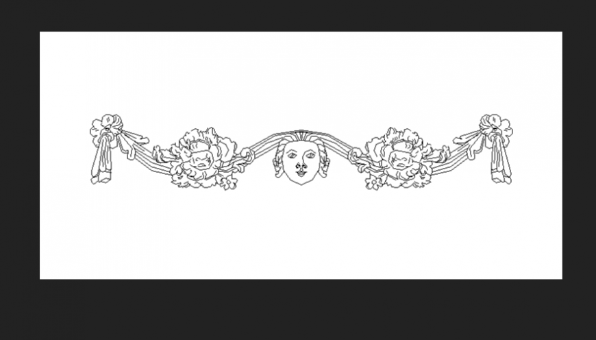 Interior pattern of block symbol with flower shape dwg file