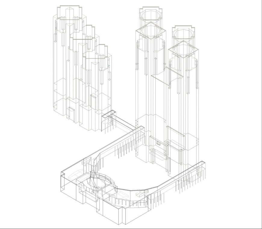 Isometric business hub plan detail dwg file