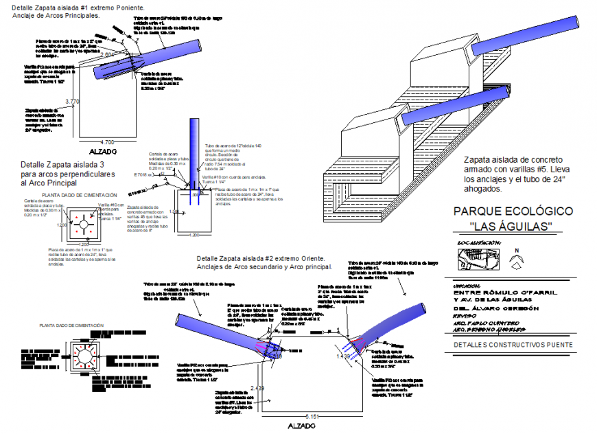 Isometric foundation bridge plan detail dwg file