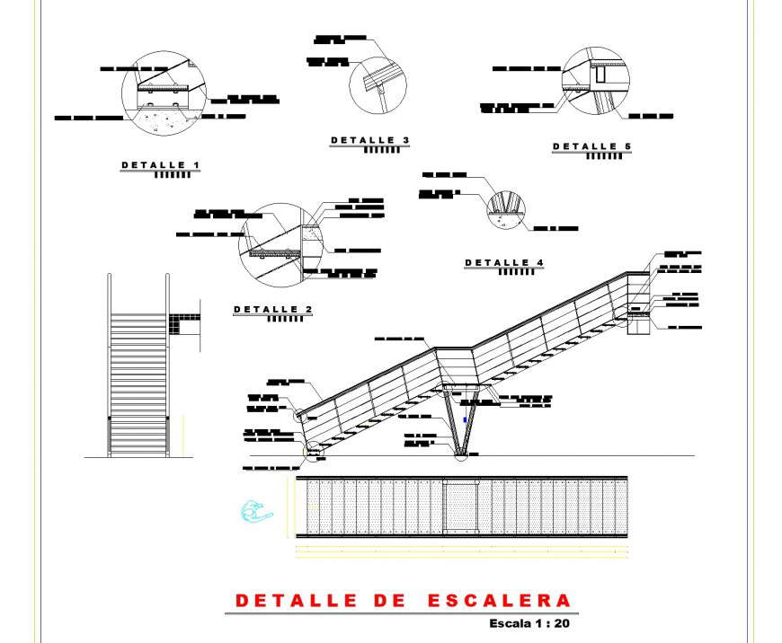 Isometric section and plan staircase autocad file