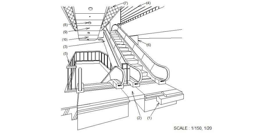 Isometric view mechanic stair layout file