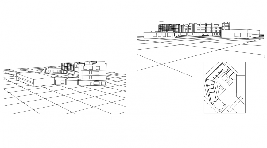 Isometric view of hotel in auto cad software 