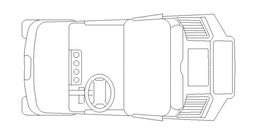 Jeep details 2d view of transportation units drawing in AutoCAD