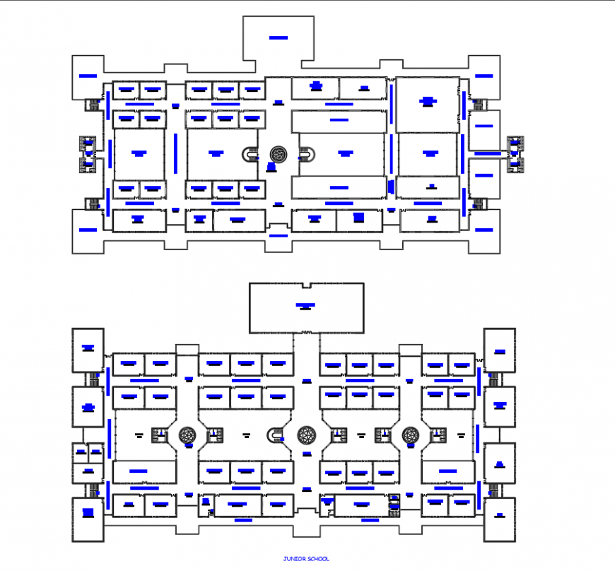 Junior school layout plan in dwg AutoCAD file.