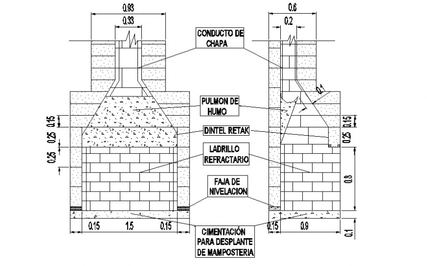 Kitchen chimney elevation layout file