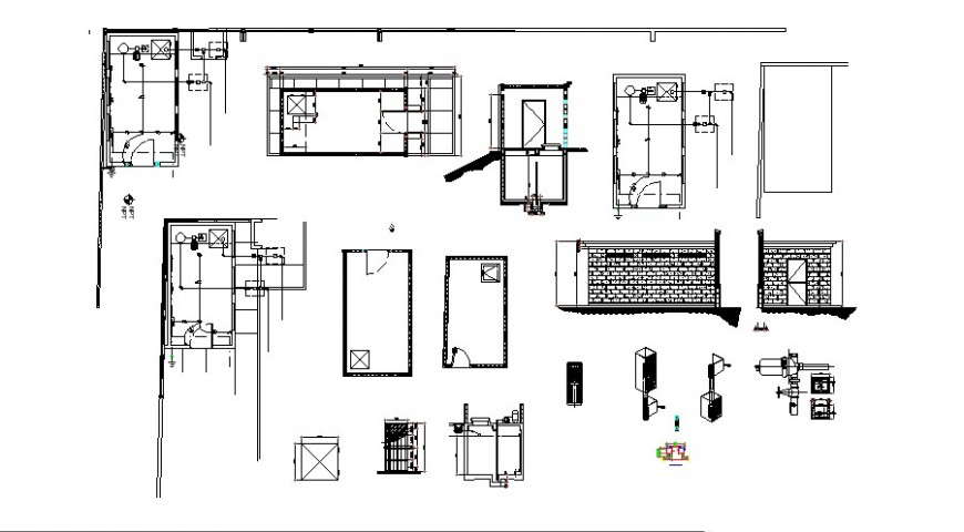 Kitchen elevation, section, plan and construction details dwg file