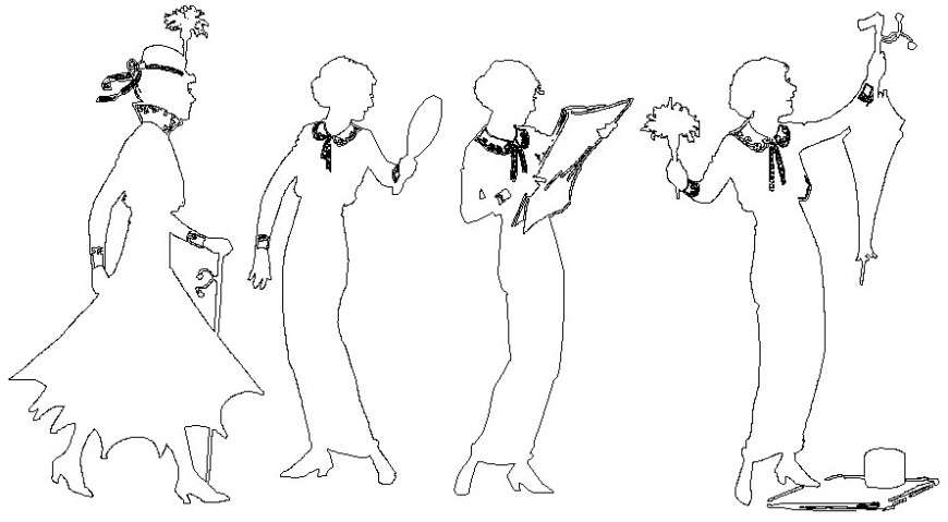 Lady details drawing of people units autocad file
