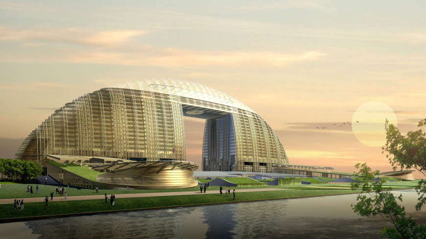 Lake near commercial plan dwg file
