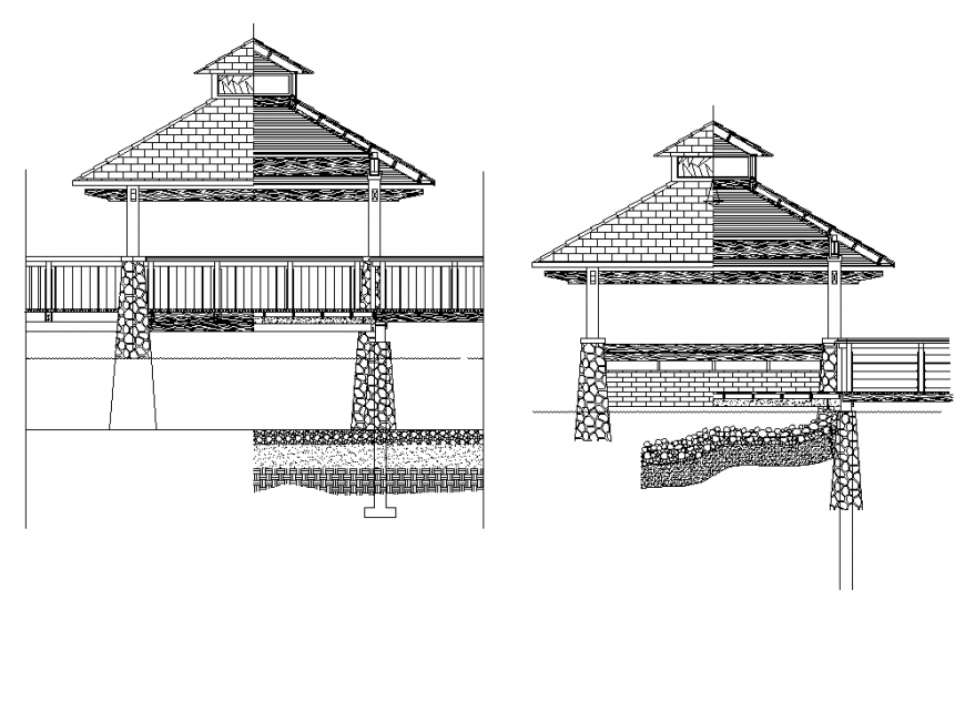 Landscape Garden Pavilion CAD Detail elevation dwg file