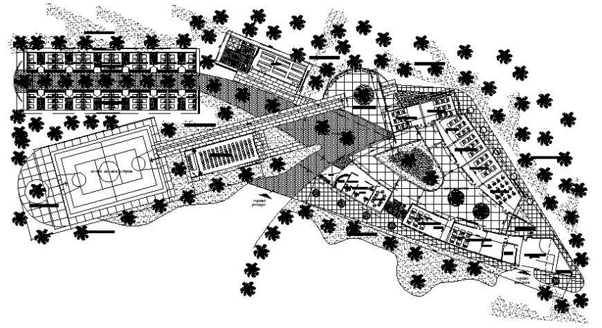 Landscaping and sports area drawings detail 2d view autocad file