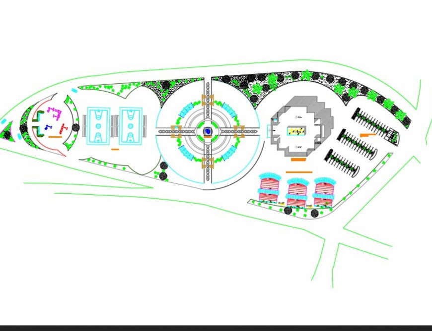 Landscaping commercial building plan layout file