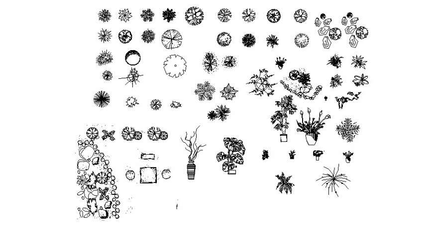 Landscaping units details of plants 2d drawing in autocad