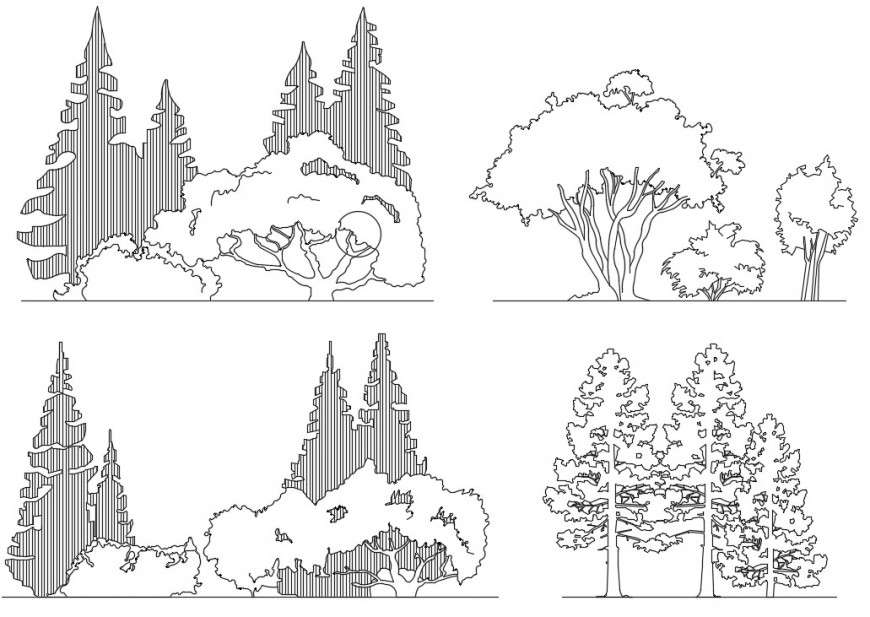 Landscaping units drawings 2d view of trees Autocad file