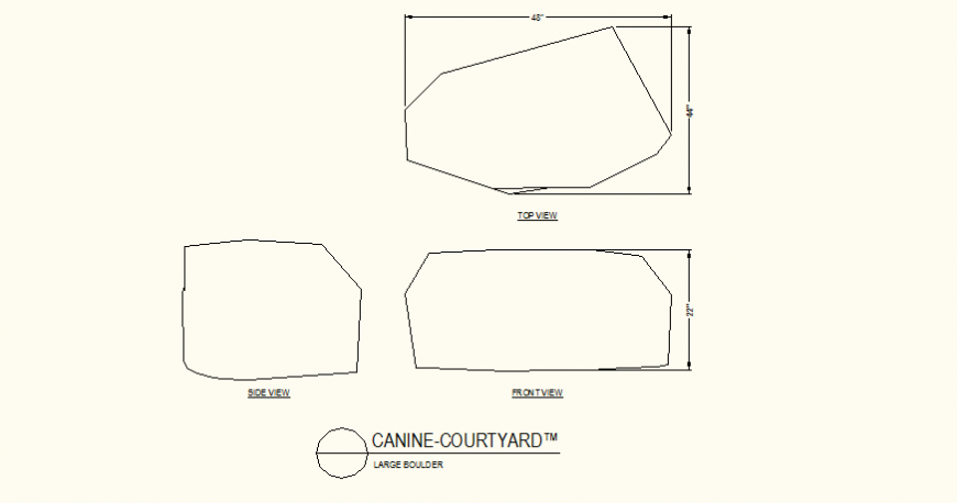 Large boulder detail plan and elevation autocad file