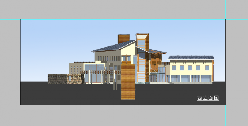 Large commercial shade building drawing in psd file.