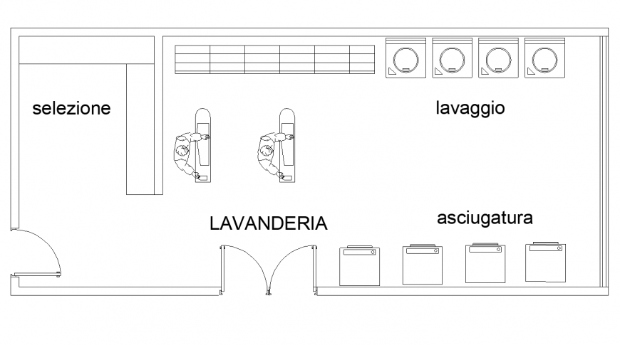 Laundry plan detail elevation dwg file