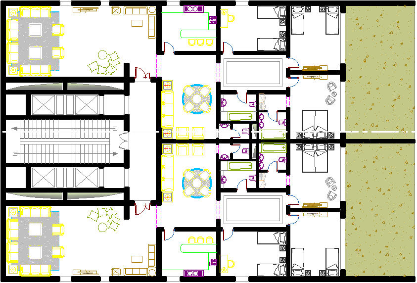 layout plan of a hotel dwg file