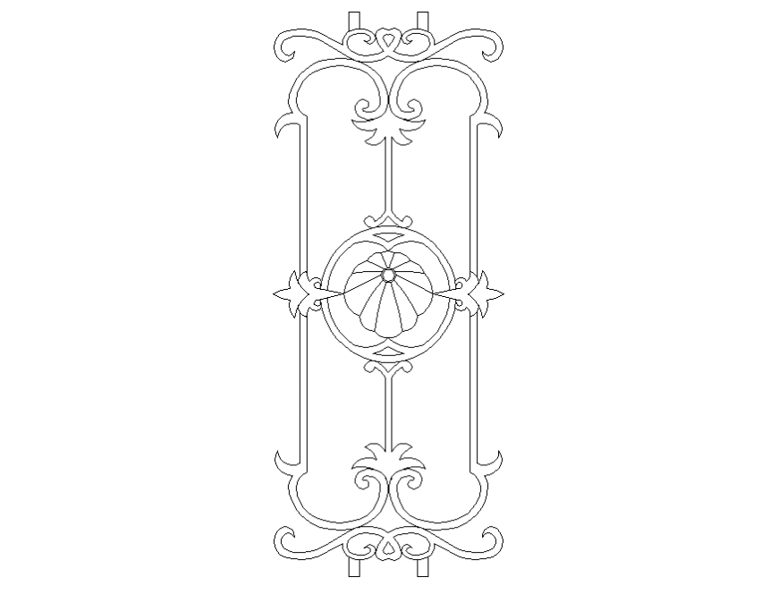 Leaf and floral pattern railing block cad drawing details dwg file