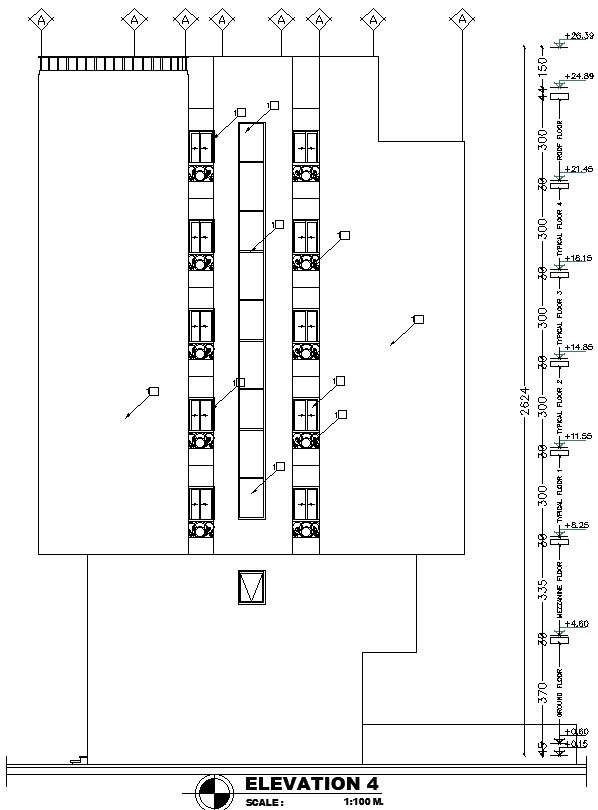left side elevation details of house in AutoCAD, dwg file.