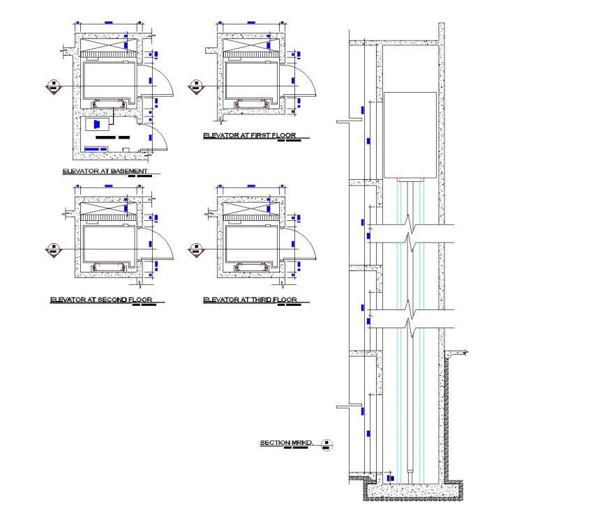Lift Design elevation and section autocad file