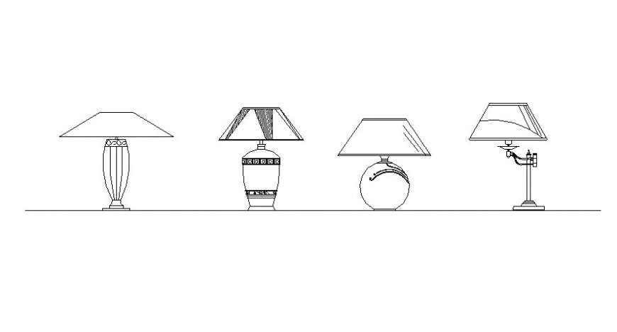 Light lamps blocks detail 2d drawing in autocad