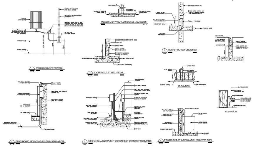 lighting switch installation detail cad file