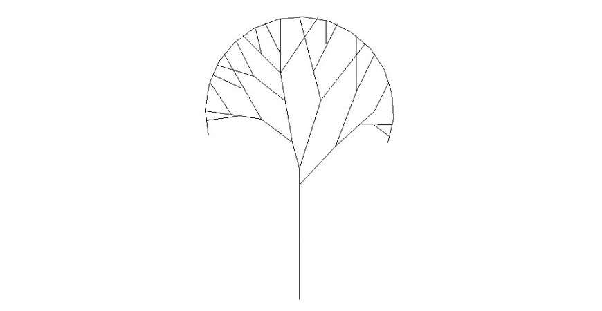 Line drawing of landscaping trees layout file in autocad file