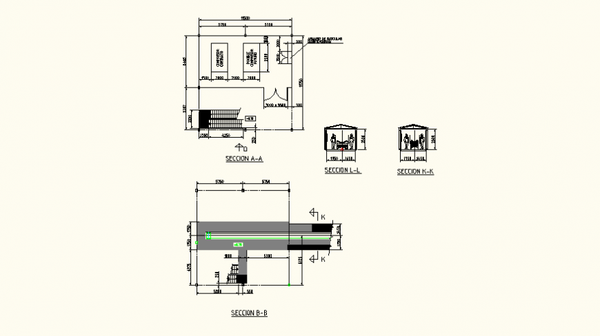 Local store detail plan and section AutoCAD file