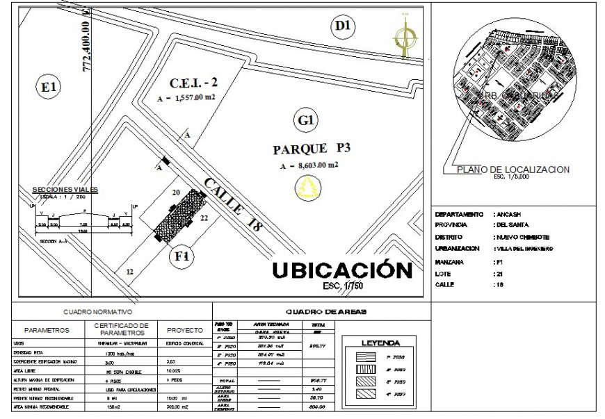 Location top view plan detail drawing in dwg AutoCAD file.