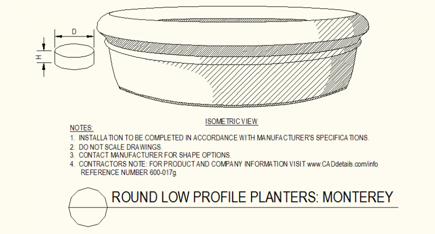 Low profile planters Monterey detail autocad file