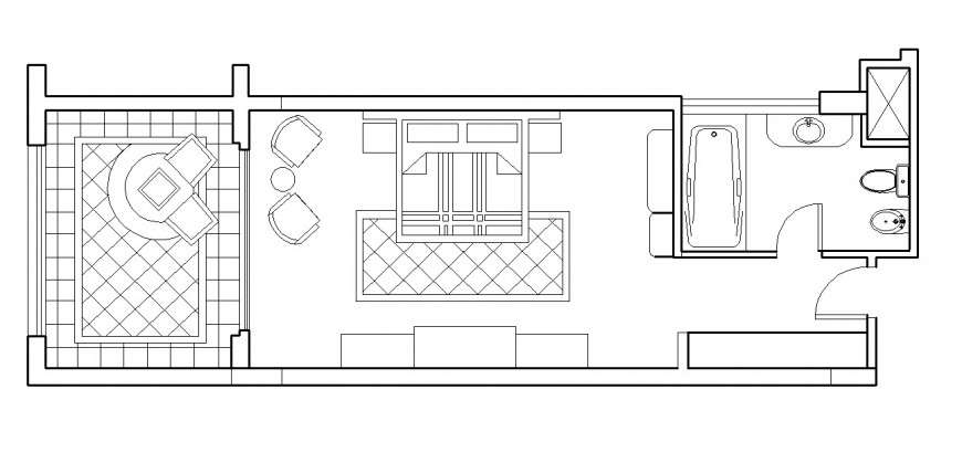 Luxurious bedroom interior project dwg file