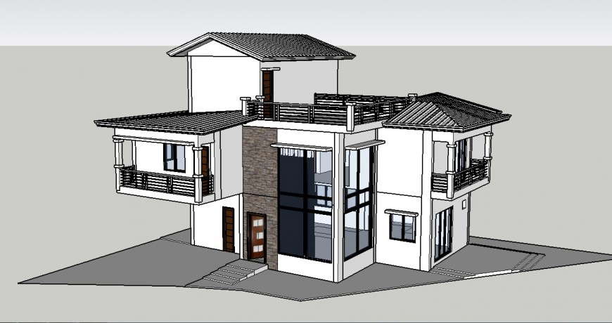 Luxurious big bungalow 3d concept detailing