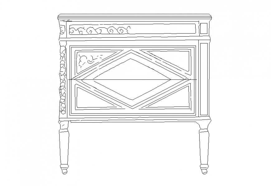 2D Dressing Table CAD Plan for Interior Visualization